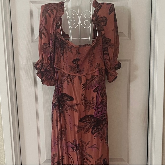 Anthropologie Mauve Floral Long Sleeve Dress - Picture 1 of 6